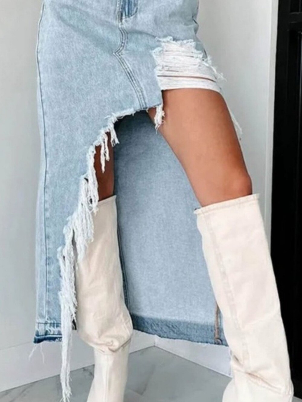 Distressed Denim Skirts